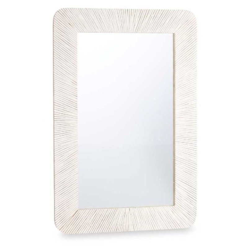 Wall mirror 38 White Brown Stripes 90 x 60 x 2 cm Rectangular