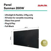 Self-installable Solar Kit Flex Full Black 400W x2 ultralight and flexible solar panels. Recommended use for balcony.