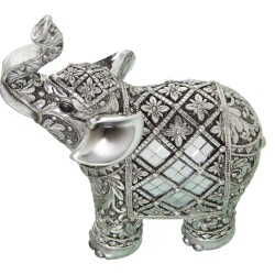 Deko-Figur Alexandra House Living Silberfarben Acryl Kunststoff Melamine Elefant 11 x 6 x 16 cm