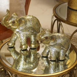 Deko-Figur Alexandra House Living Gold Acryl Kunststoff Melamine Elefant