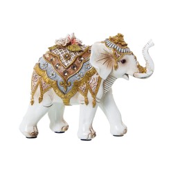 Figurine Décorative Alexandra House Living Blanc Doré Acrylique Plastique Mélamine Eléphant