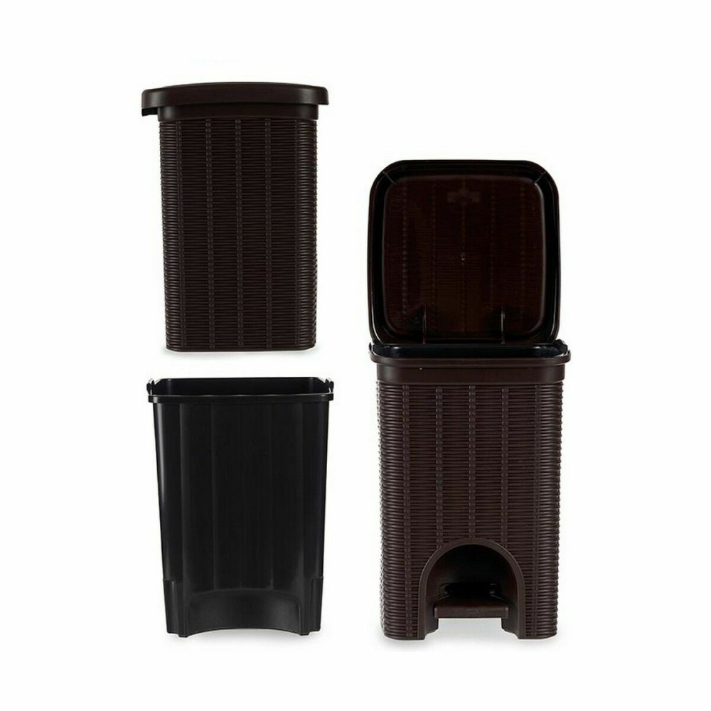 Poubelle à pédale Stefanplast Elegance Marron Plastique 6 L (6 Unités)