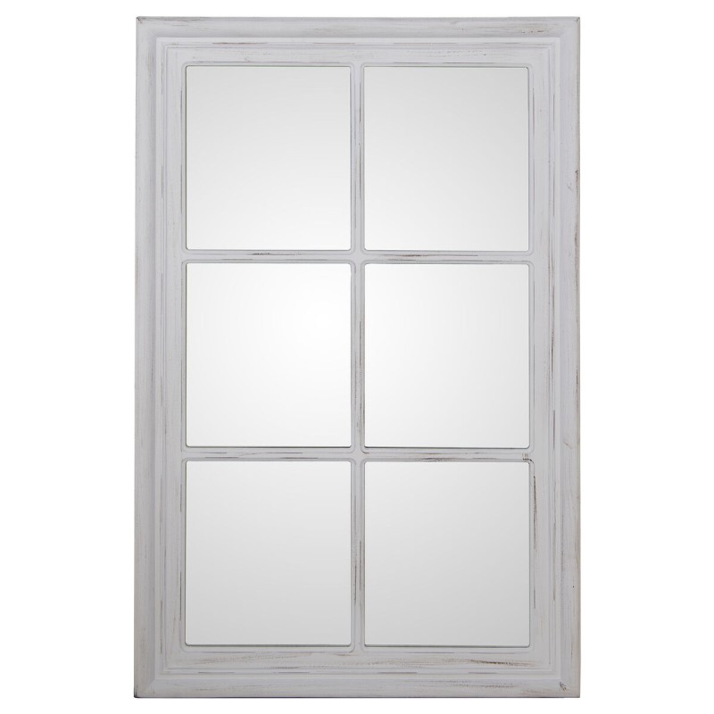 Wandspiegel Alexandra House Living Weiß Holz Abgenutzt Fenster 5 x 101 x 65 cm