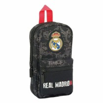 Rucksack mit Federtaschen Real Madrid C.F. Schwarz Sportlich 33 Stücke 12 x 23 x 5 cm