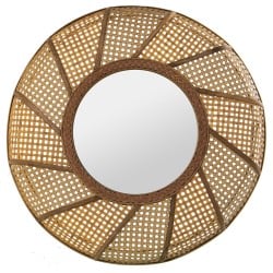 Wall mirror Alexandra House Living Natural Natural Fibre 8 x 55 x 55 cm Circular