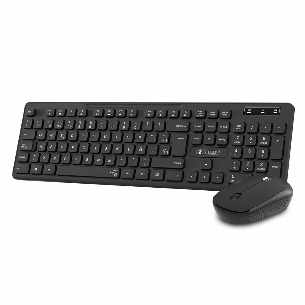 Tastatur mit Drahtloser Maus Subblim SUBKBC-CSSW10 Schwarz Spanisch Qwerty Spanisch