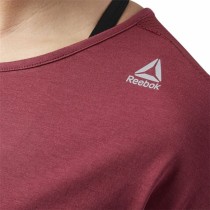 Women’s Short Sleeve T-Shirt Reebok Work Mesh Dark Red