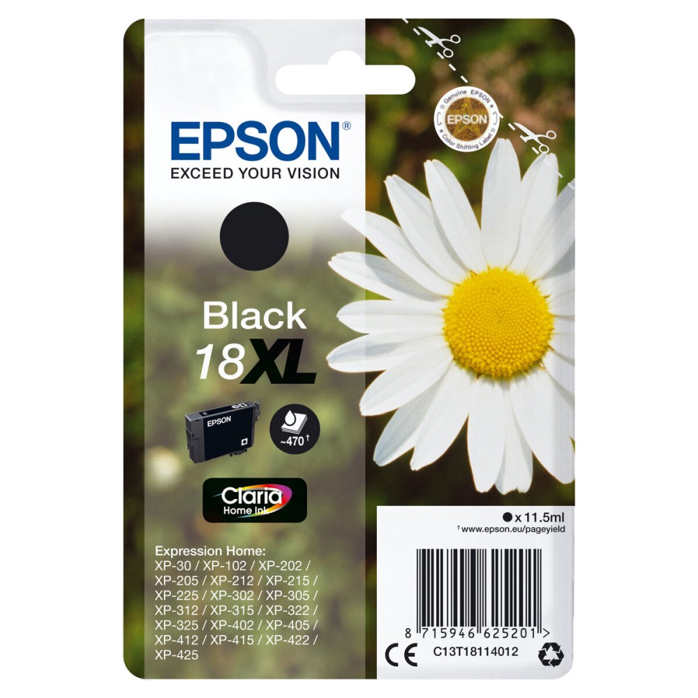 Original Tintenpatrone Epson Cartucho 18XL negro Weiß Schwarz