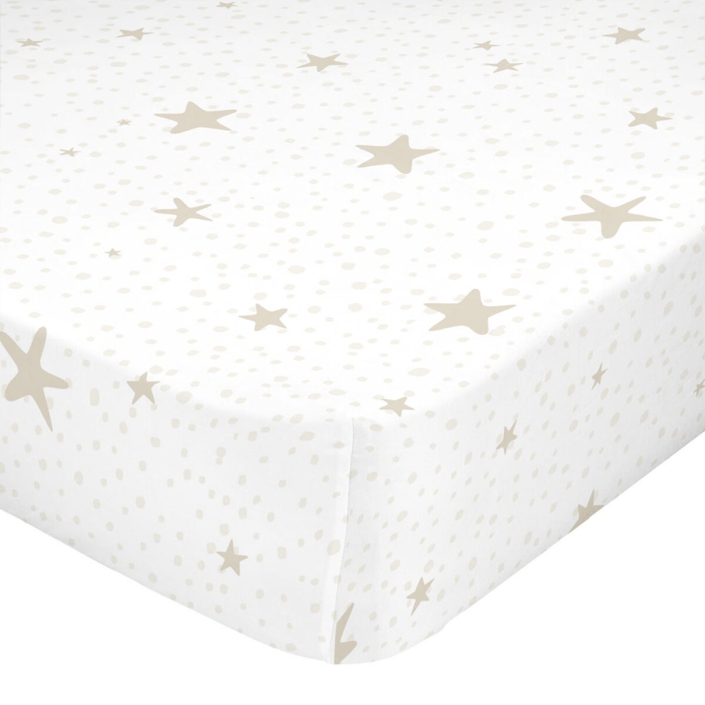 Fitted sheet HappyFriday BASIC KIDS White Beige 70 x 140 x 14 cm Stars