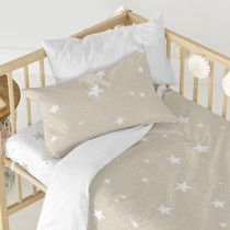 Drap housse HappyFriday BASIC KIDS Blanc Beige 70 x 140 x 14 cm Etoiles