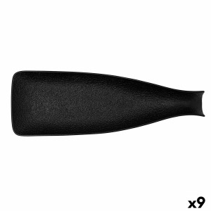 Tablett für Snacks Bidasoa Fosil Schwarz aus Keramik Tonerde Flasche 38,5 x 12,7 x 4,8 cm (9 Stück)