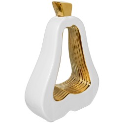 Deko-Figur Alexandra House Living Weiß Gold aus Keramik Birne 16 x 6 x 22 cm