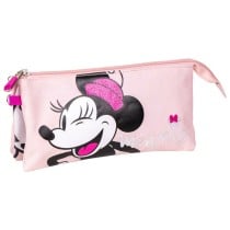 Trousse Fourre-Tout Triple Minnie Mouse 22,5 x 2 x 11,5 cm Rose