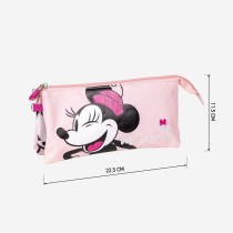 Trousse Fourre-Tout Triple Minnie Mouse 22,5 x 2 x 11,5 cm Rose