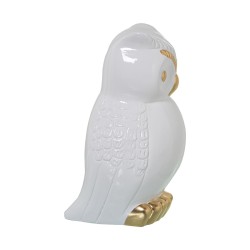 Figurine Décorative Alexandra House Living Blanc Doré Céramique Hibou 16 x 16 x 27 cm