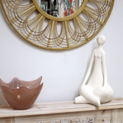 Decorative Figure Alexandra House Living Beige Ceramic Lady 22 x 19 x 43 cm