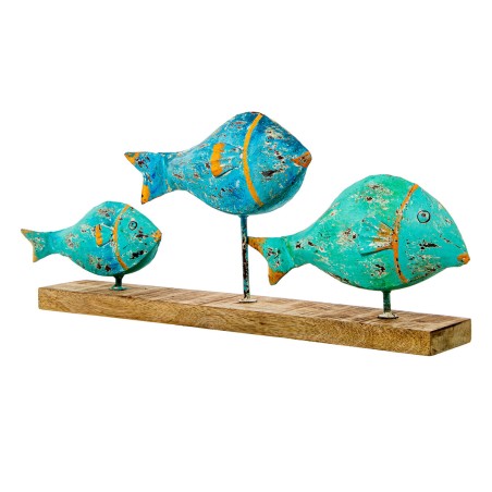 Decorative Figure Alexandra House Living Blue Iron Fish 72 x 10 x 28 cm