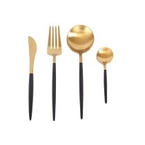 Cutlery set Romimex Black Golden Stainless steel Plastic 28 x 4 x 18 cm 4 Pieces