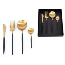 Cutlery set Romimex Black Golden Stainless steel Plastic 28 x 4 x 18 cm 4 Pieces