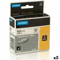 Ruban Laminé pour Etiqueteuses Rhino Dymo ID1-6 Jaune Noir 6 x 1,5 mm (5 Unités)