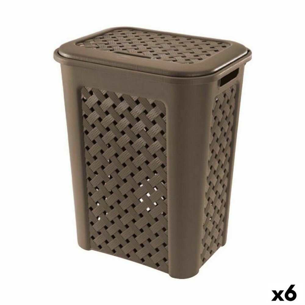 Laundry Basket Tontarelli Arianna With lid Wengue 37,5 x 27,5 x 47 cm (6 Units)