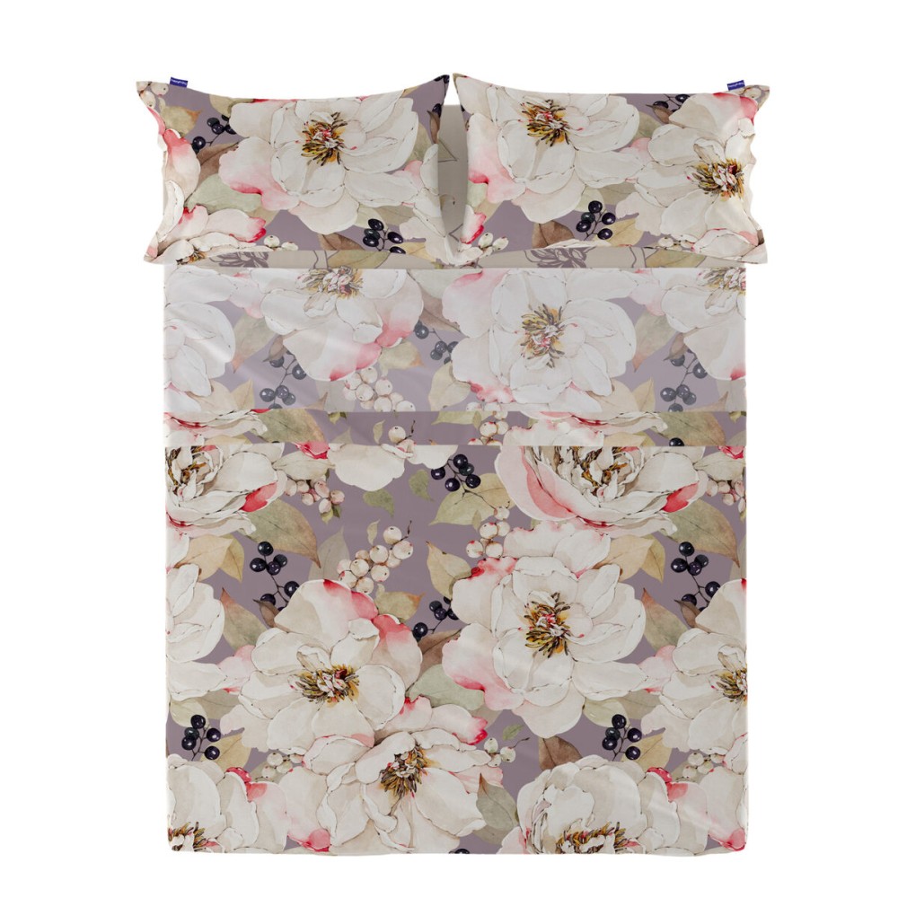 Top sheet HappyFriday White peonies Multicolour 160 x 270 cm