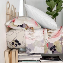 Top sheet HappyFriday White peonies Multicolour 160 x 270 cm