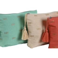 Nécessaire de Voyage Home ESPRIT Vert Beige Corail 25 x 5 x 20 cm (3 Unités)