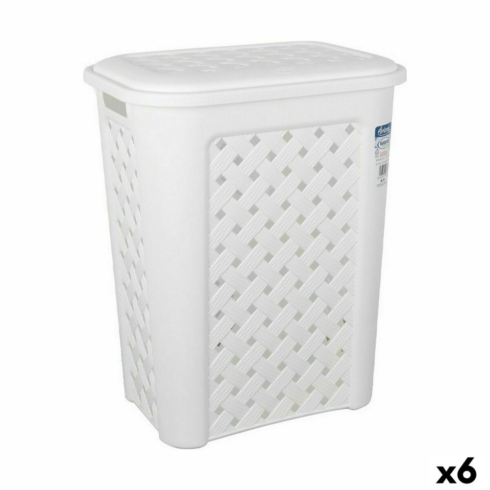 Laundry Basket Tontarelli Arianna With lid White 37,5 x 27,5 x 47 cm (6 Units)