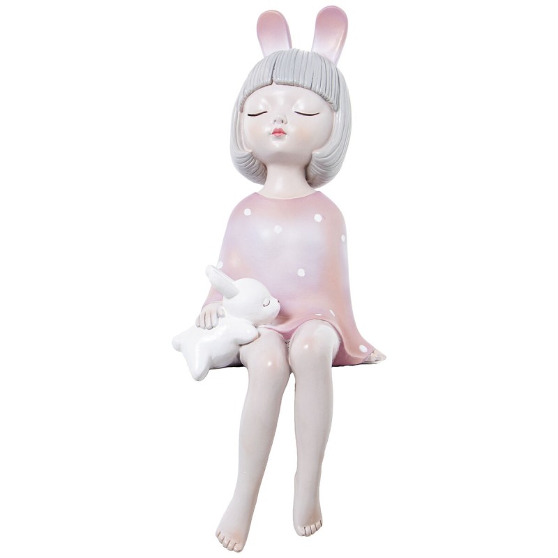 Figurine Décorative Alexandra House Living Rose Plastique Lapin Oreilles 11 x 15 x 31 cm