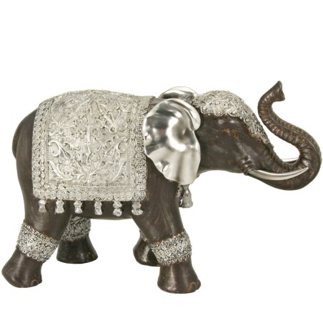 Deko-Figur Alexandra House Living Schwarz Silberfarben Kunststoff Elefant 31 x 23 x 16 cm