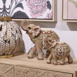 Deko-Figur Alexandra House Living Grau Gold Kunststoff Elefant 10 x 18 x 20 cm