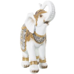 Deko-Figur Alexandra House Living Weiß Gold Kunststoff Elefant 13 x 26 x 27 cm