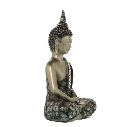 Deko-Figur Alexandra House Living Schwarz Silberfarben Kunststoff Buddha 15 x 26 x 36 cm