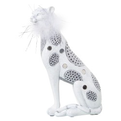 Decorative Figure Alexandra House Living White Silver Plastic Leopard 12 x 15 x 27 cm