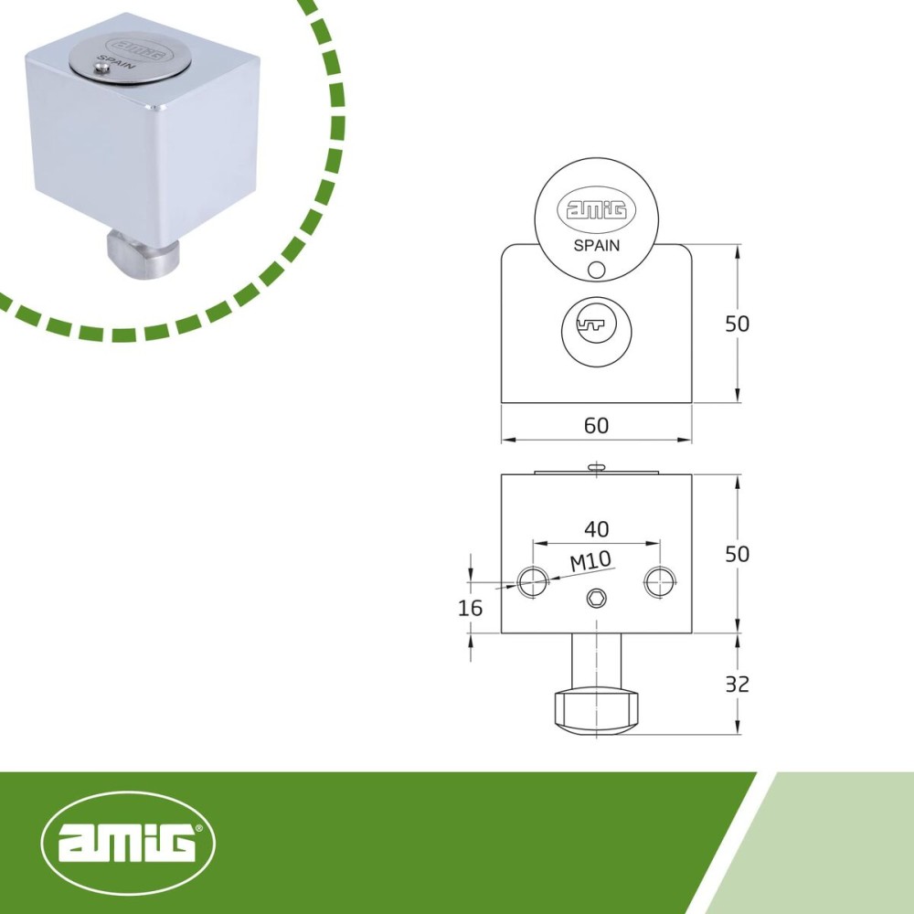 Verrouillage AMIG A24542-670 Laiton Chrome 6 x 5 cm Volet Supérieur