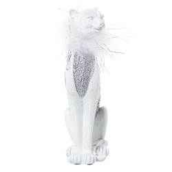 Decorative Figure Alexandra House Living White Silver Plastic Leopard 12 x 15 x 27 cm