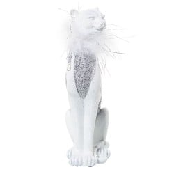 Figurine Décorative Alexandra House Living Blanc Argenté Plastique Léopard 12 x 15 x 27 cm