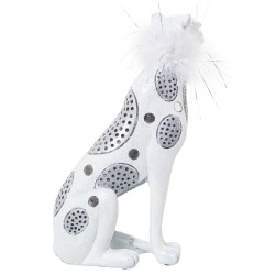 Decorative Figure Alexandra House Living White Silver Plastic Leopard 12 x 15 x 27 cm