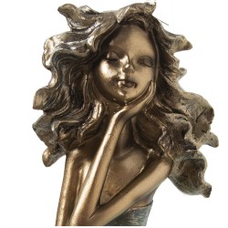 Deko-Figur Alexandra House Living Gold Kunststoff Mädchen 12 x 15 x 37 cm