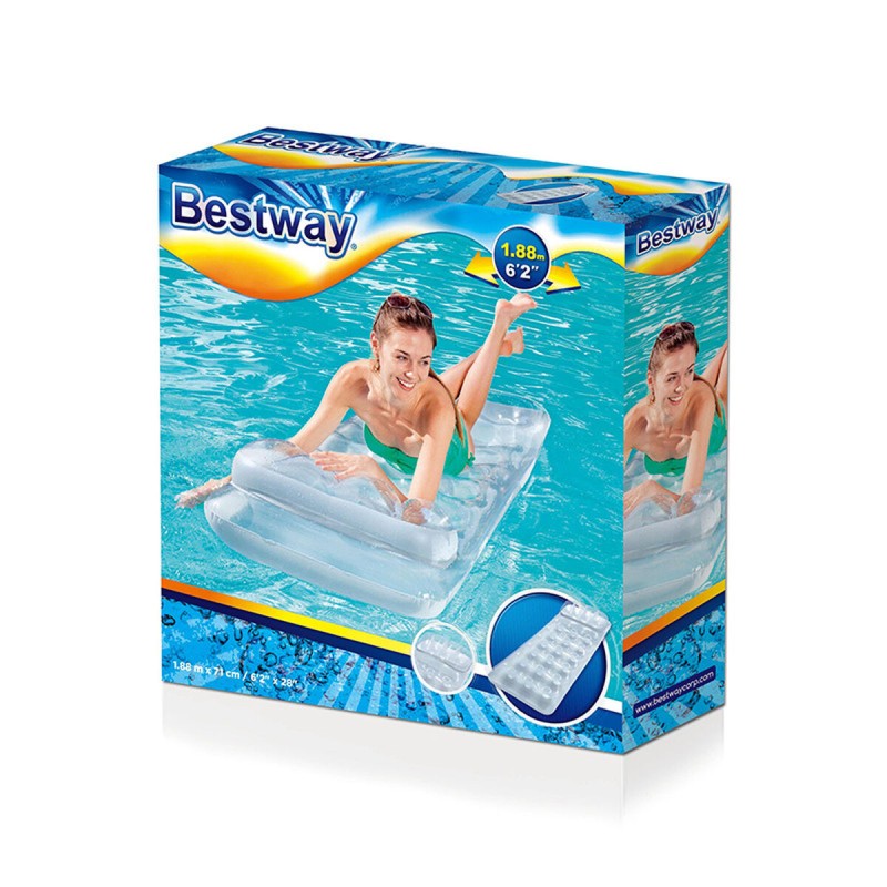 Bestway Matelas Gonflable Metallic Cups avec Oreiller 188x71 cm Plage et Piscine 43024