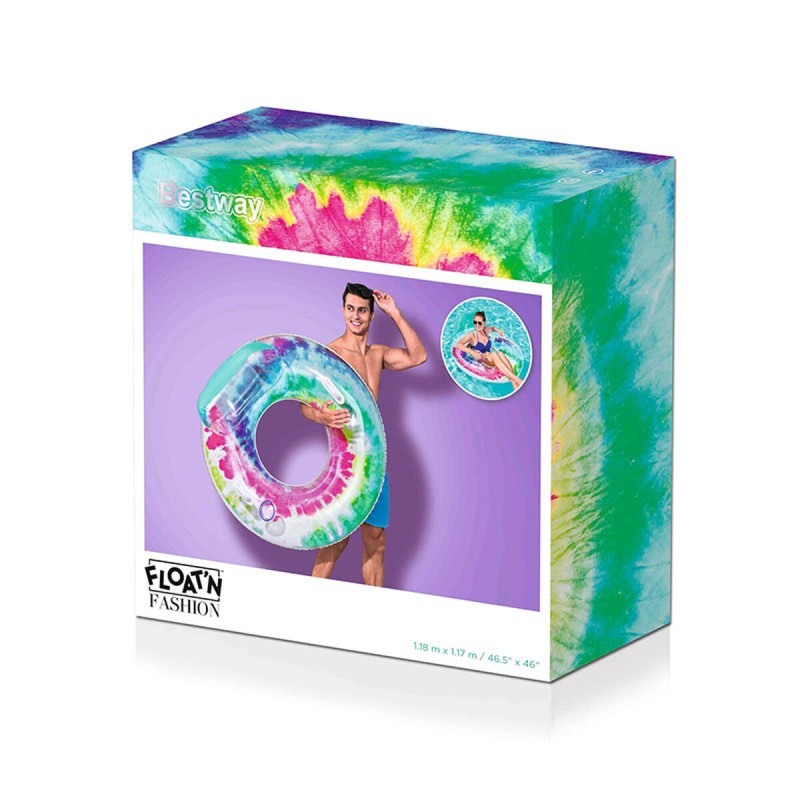 Bestway aufblasbares Rad mit Griffen und Rückenlehne Tie Dye D118 cm Strand und Pool 43637