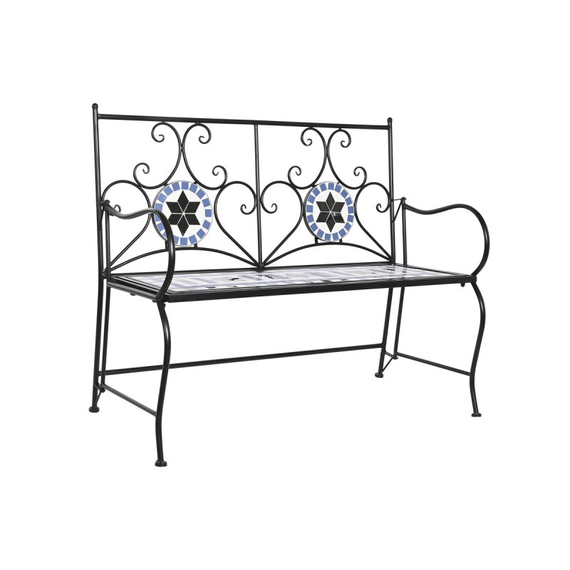 Banc DKD Home Decor Céramique Mosaïque Noir Métal Multicouleur (111 x 54 x 88 cm)