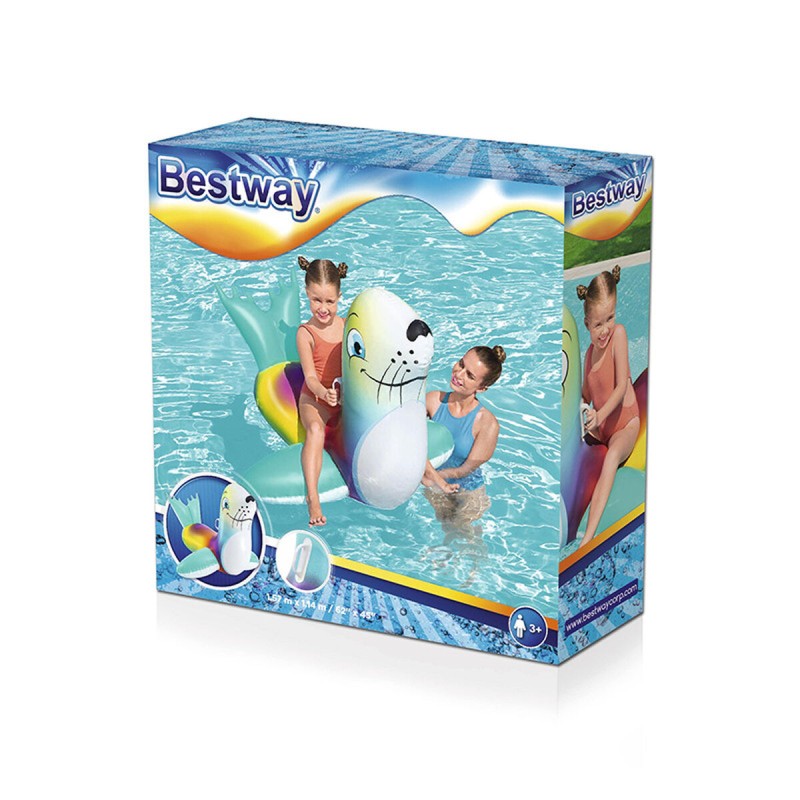 Bestway Figurine Gonflable Phoque avec Poignées 157x114 cm +3 Ans Plage et Piscine 41479