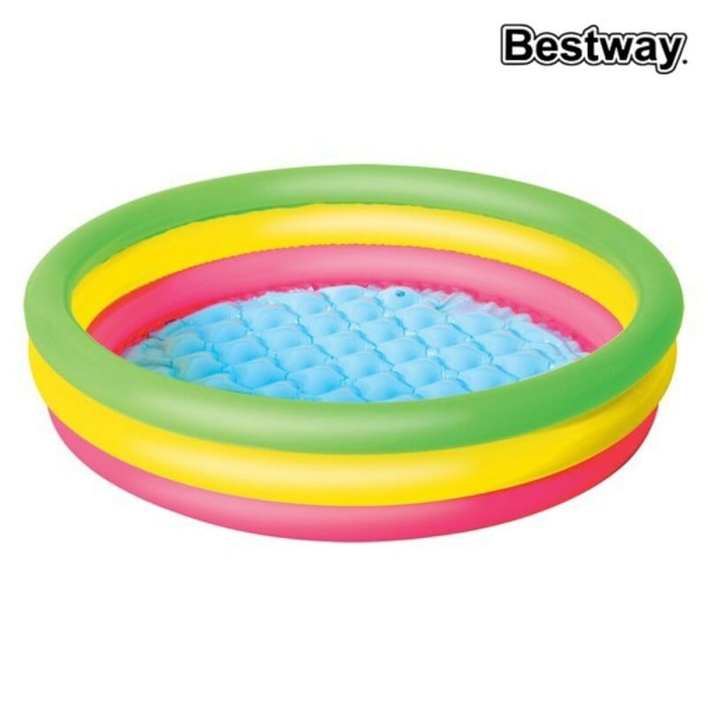 Bestway Piscine Gonflable Enfant 3 Anneaux Sol Rembourré 102x25 cm +2 ans Jardin 51104