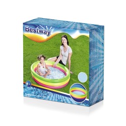 Bestway Piscine Gonflable Enfant 3 Anneaux Sol Rembourré 102x25 cm +2 ans Jardin 51104