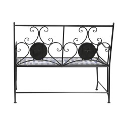 Banc DKD Home Decor Céramique Mosaïque Noir Métal Multicouleur (111 x 54 x 88 cm)