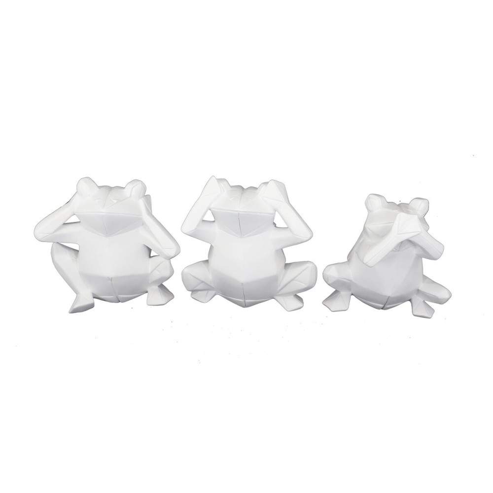 Figurine Décorative DKD Home Decor 18,5 x 13 x 17,8 cm Blanc Grenouille (3 Unités)