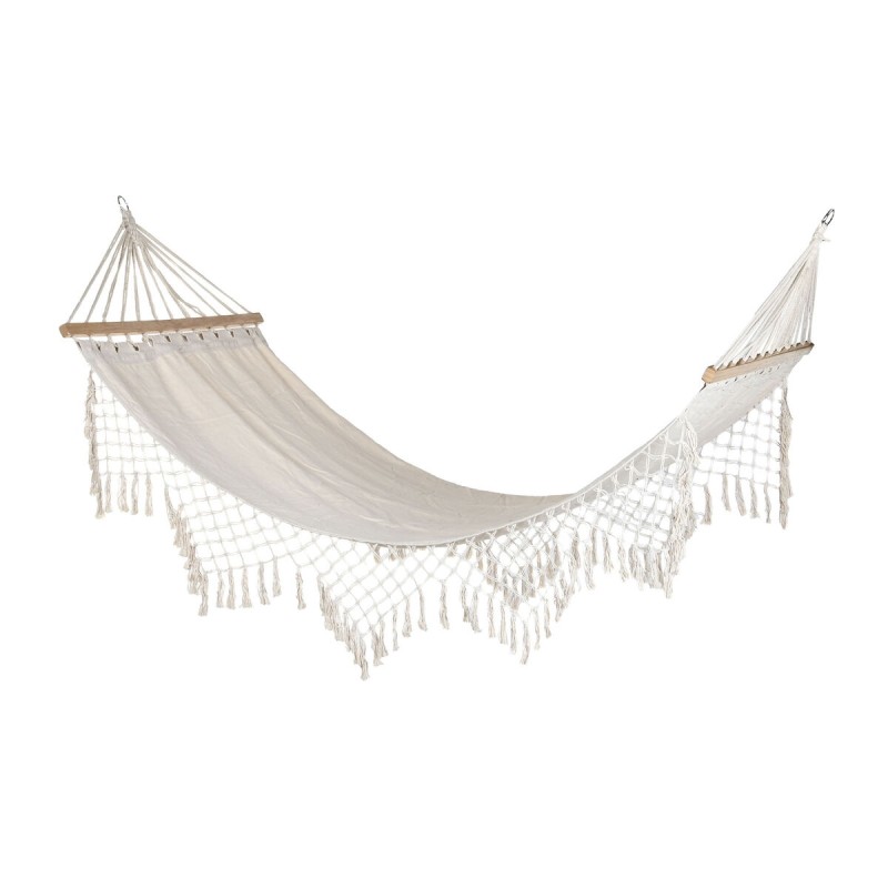 Hamac DKD Home Decor Blanc Chêne Frange (280 x 100 x 5 cm)