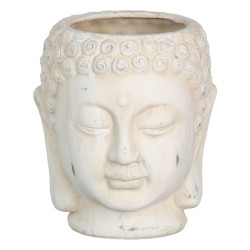 Blumentopf Creme Terrakotta Buddha Orientalisch 17,1 x 16,6 x 20 cm